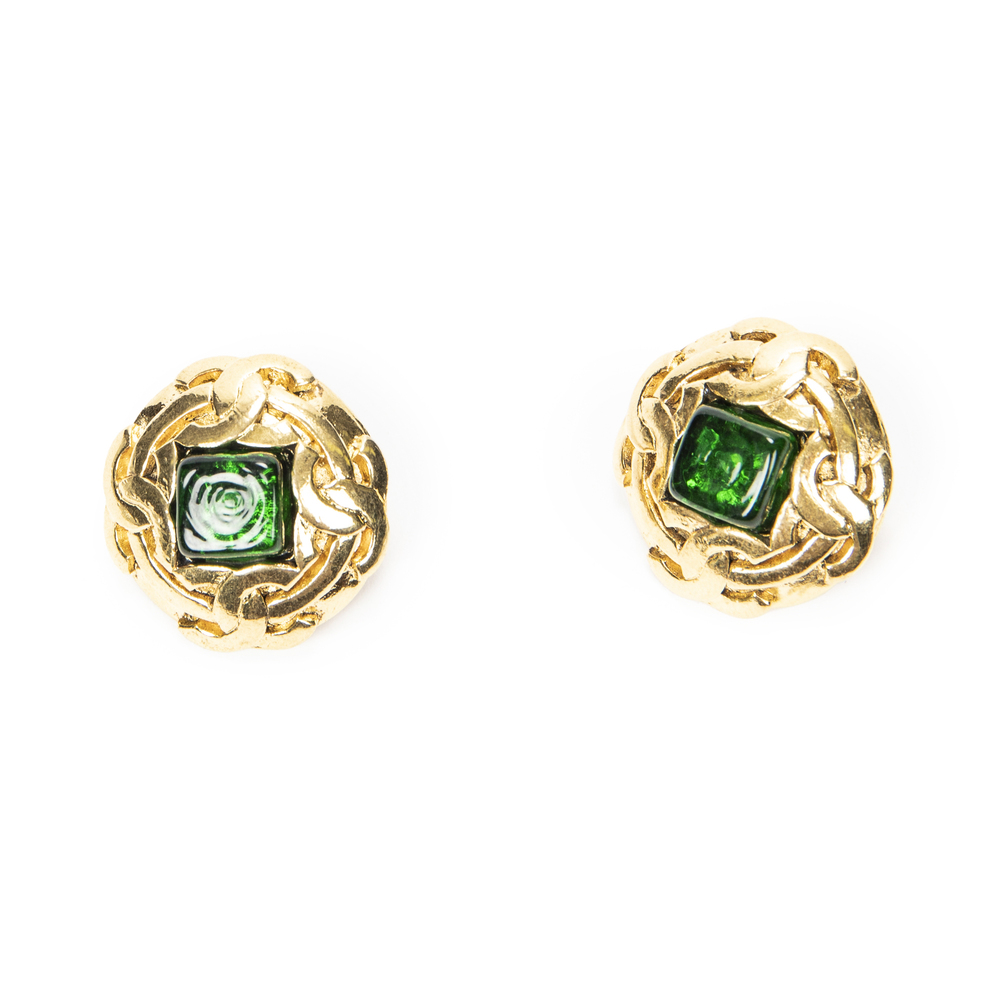 Chanel CC Gripoix Clip On Earrings